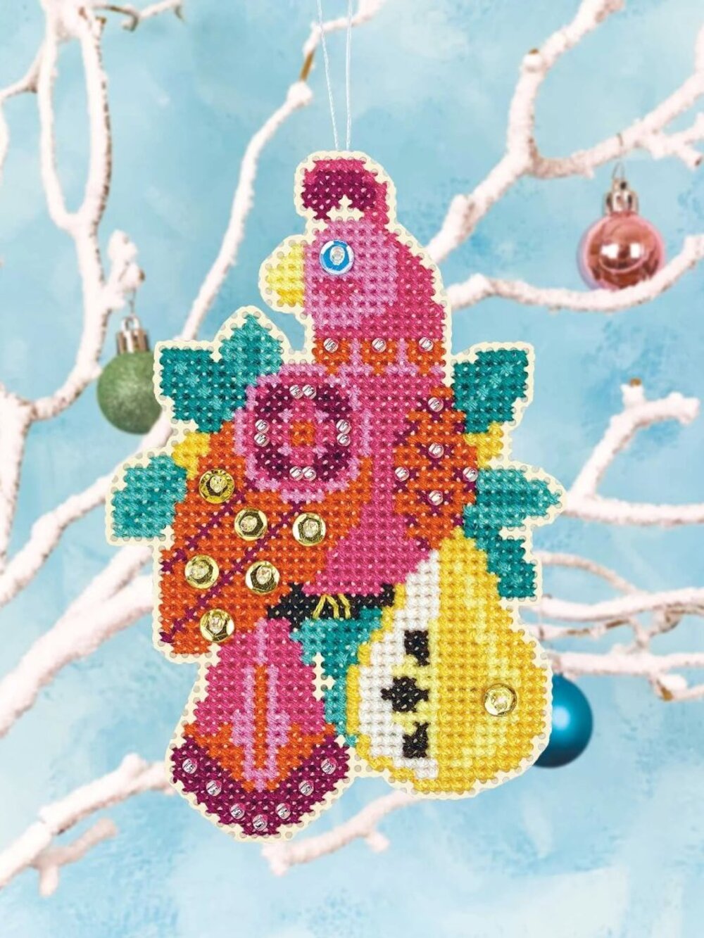 Satsuma Street Partridge & Pear Cross Stitch Ornament Kit NEW Holiday Christmas